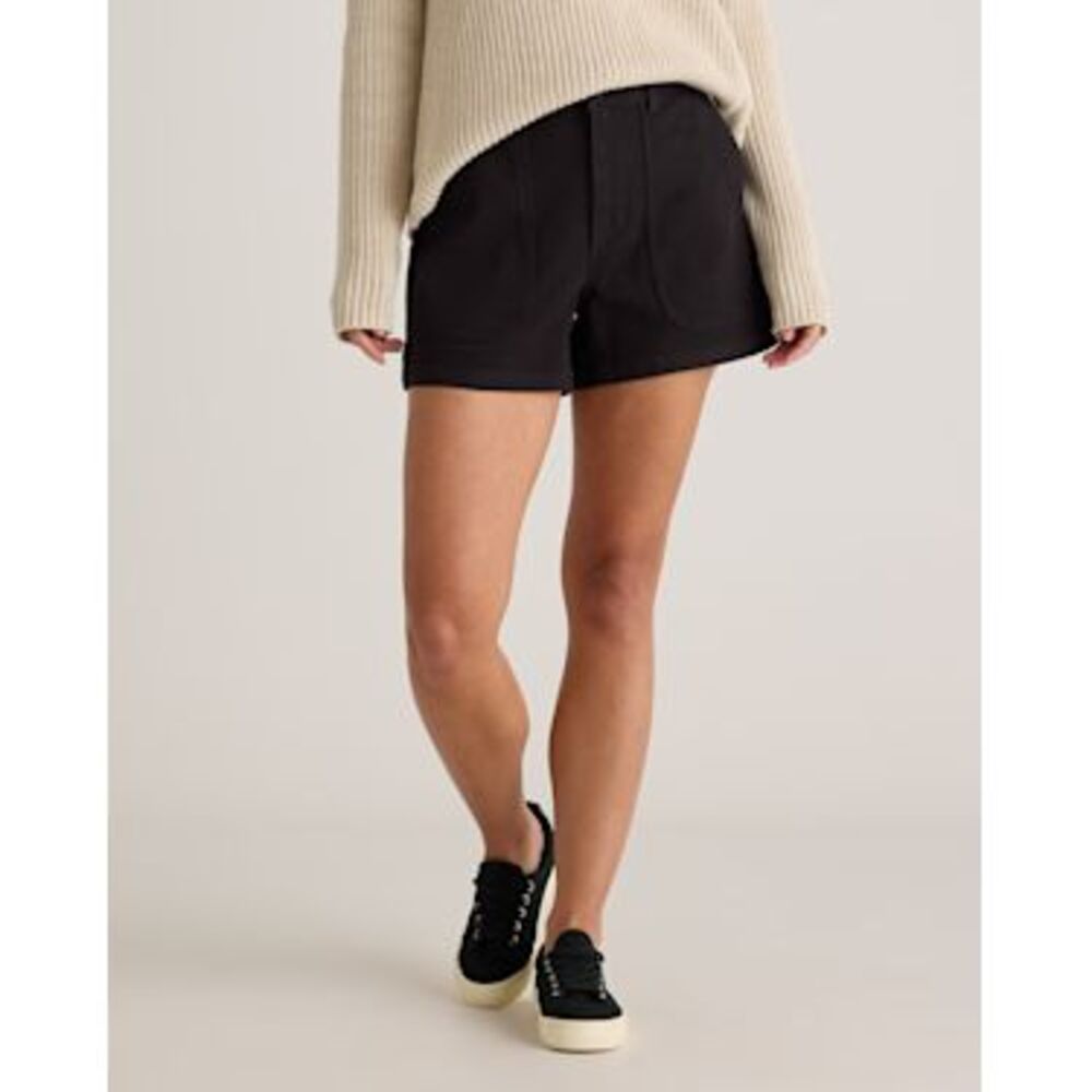 Quince Women Organic Stretch Cotton Twill Utility Shorts Black 8